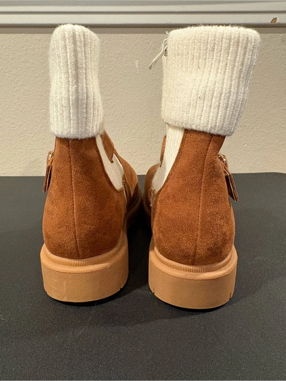 Cat & Jack Kristie Cognac Knit Cuff Boots Youth Size 3Y NWT Fast Shipping